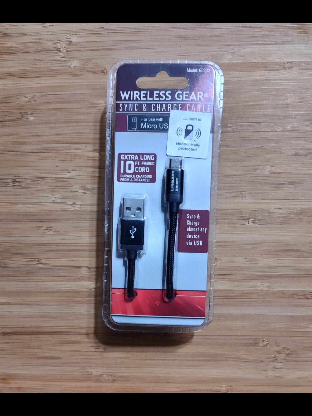 Black Micro USB Sync & Charge Cable - 10ft